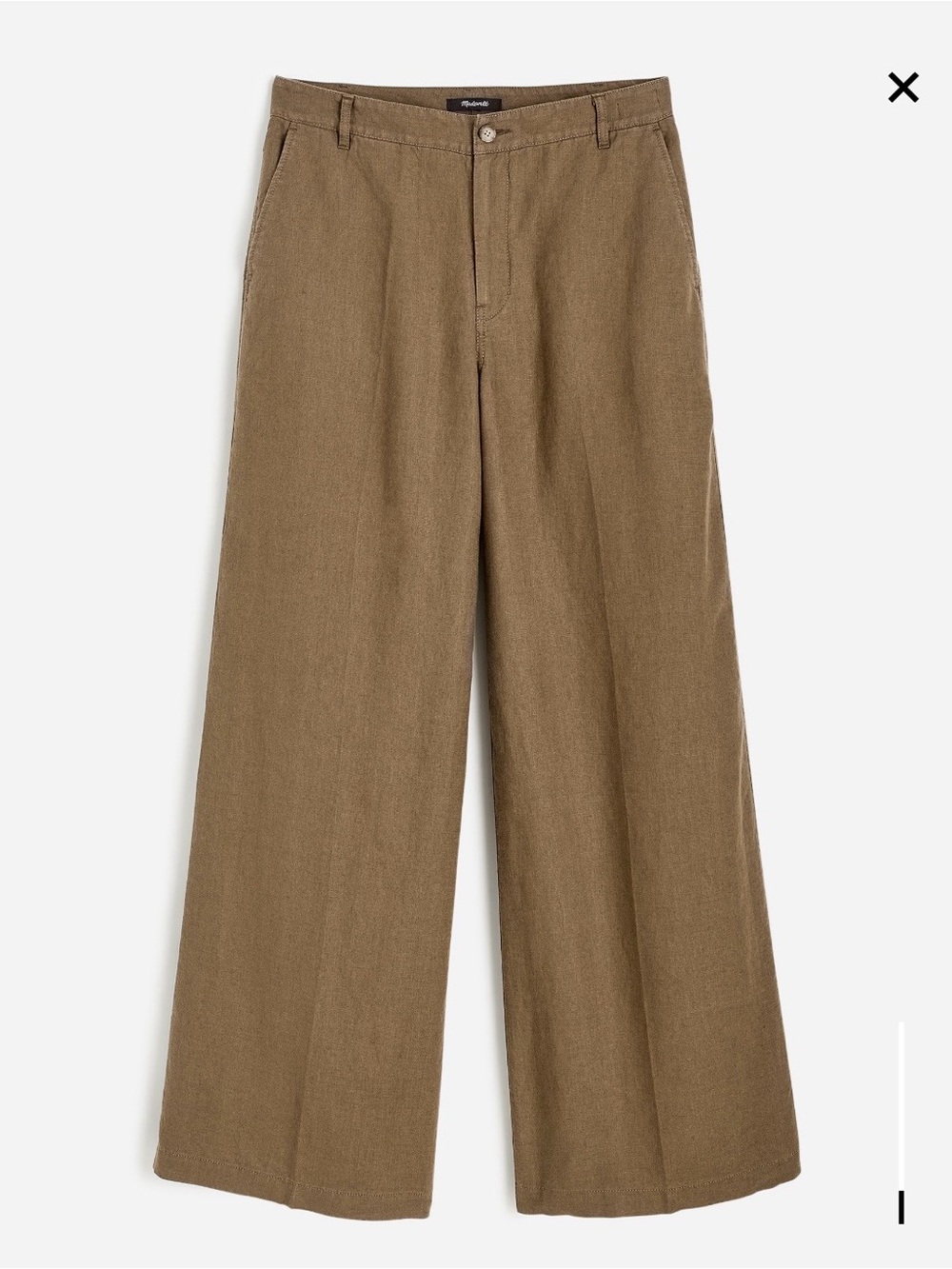 Madewell The Zoe Relaxed Wide Pant 
100% Linen Safari Khaki NWT - Picture 6 of 9